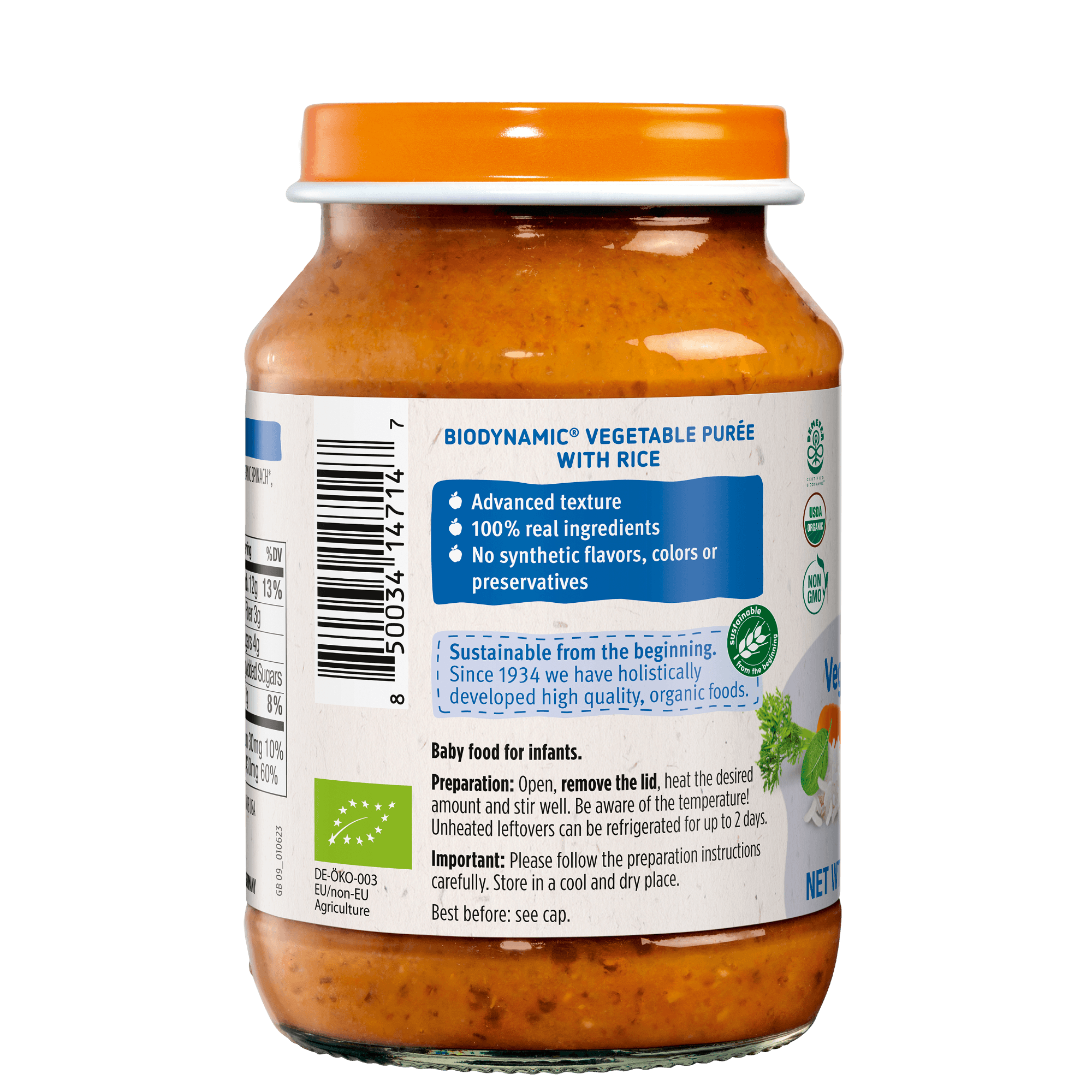Image of Holle Organic Baby Food Jar - Veggie Risotto - 6 Jars
